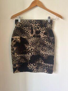 Lapis Leopard Print Pencil Skirt - Brown & Black